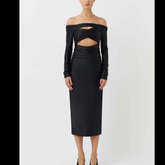 CAMILLA AND MARC Black Berkley Midi Dress - Picture 1 of 4